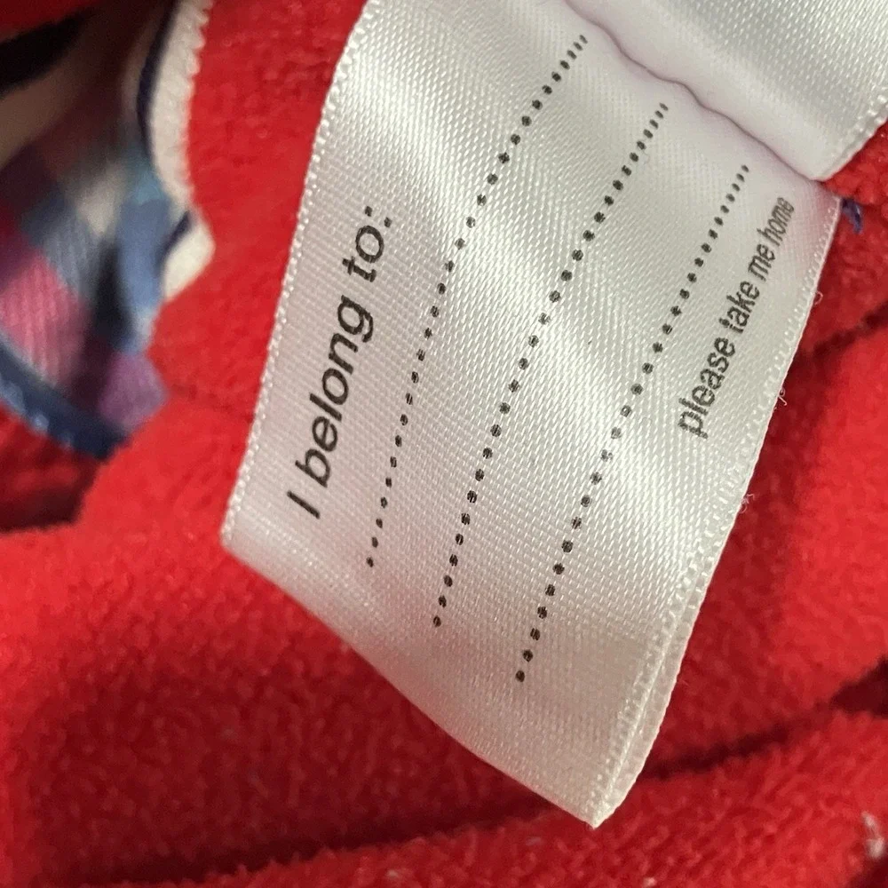 Mini Boden Toddler Red Quilted Hooded Jacket Coat Blue Trim Size 2-3Y